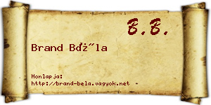 Brand Béla névjegykártya