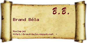 Brand Béla névjegykártya